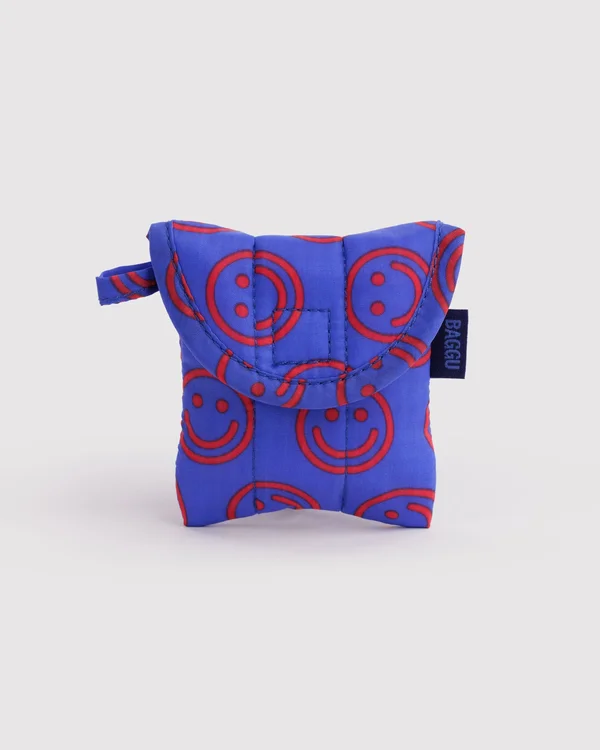 Puffy Earbuds Case - Mini Cobalt Happy - Material: ripstop-nylon