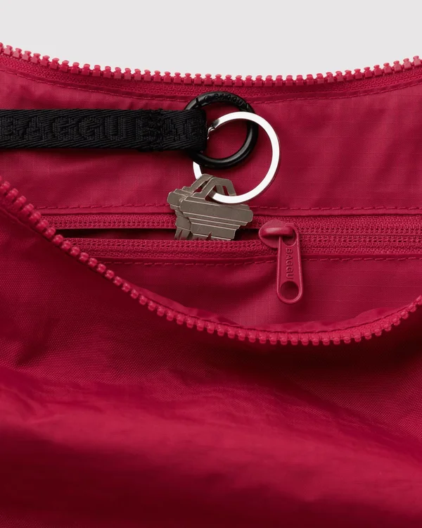 Medium Nylon Crescent Bag - Cherry - Size: OS