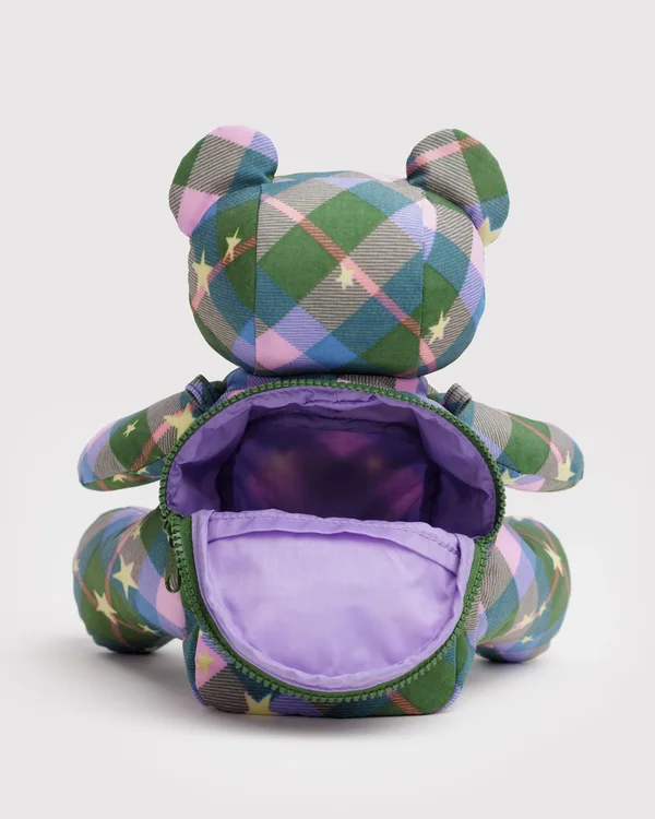 Bear Baggu - Green Star Plaid