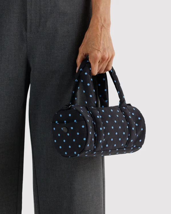 Small Nylon Duffle Bag - Black And Sky Blue Micro Dot - Size: OS