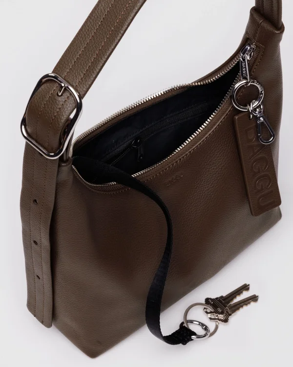 Mini Recycled Leather Shoulder Bag - Brown - Size: OS